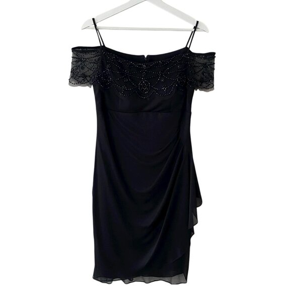 DJ-Jaz Black Off Shoulder Bodycon Cocktail Evening Dress Women 12 - Picture 1 of 7